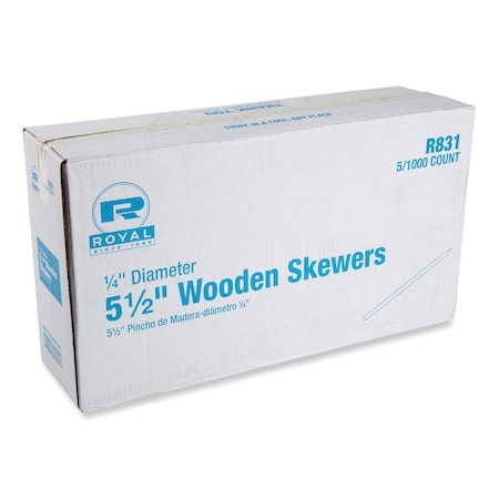 Wooden Skewers, 5.5 In., Natural, 5000PK